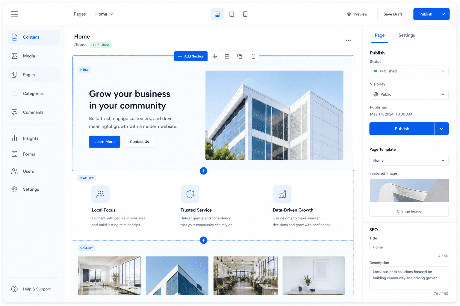 Generic content management interface