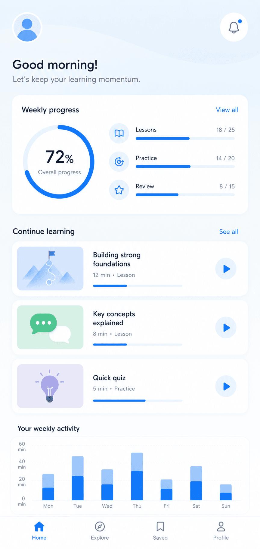 Generic learning companion mobile interface